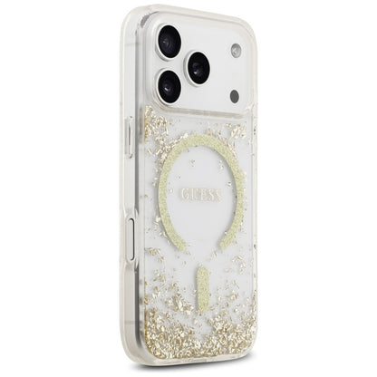 Θήκη MagSafe για Apple iPhone 17 Pro, Guess, Resin Bottom Glitter, Χρυσή