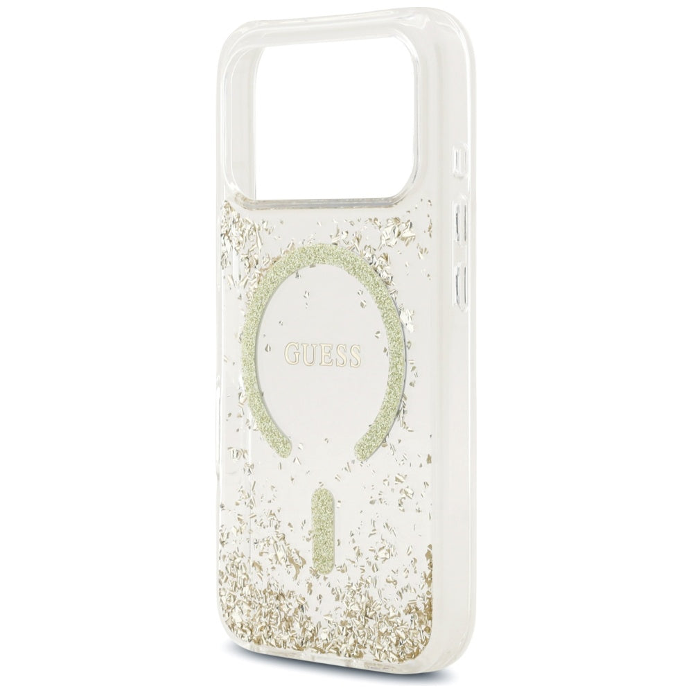 Θήκη MagSafe για Apple iPhone 17 Pro, Guess, Resin Bottom Glitter, Χρυσή