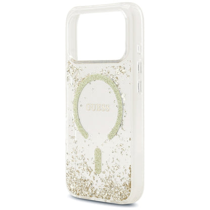 Θήκη MagSafe για Apple iPhone 17 Pro, Guess, Resin Bottom Glitter, Χρυσή