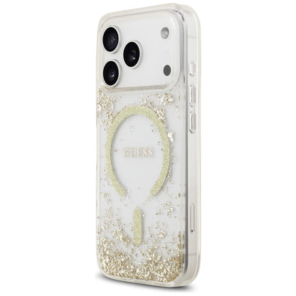 Θήκη MagSafe για Apple iPhone 17 Pro, Guess, Resin Bottom Glitter, Χρυσή