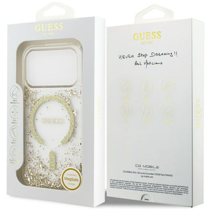Θήκη MagSafe για Apple iPhone 17 Pro, Guess, Resin Bottom Glitter, Χρυσή