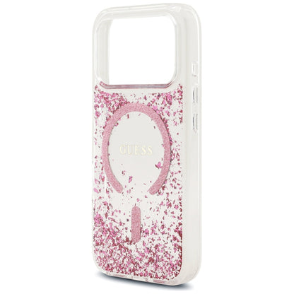 Θήκη MagSafe για Apple iPhone 17 Pro, Guess, Resin Bottom Glitter, Ροζ