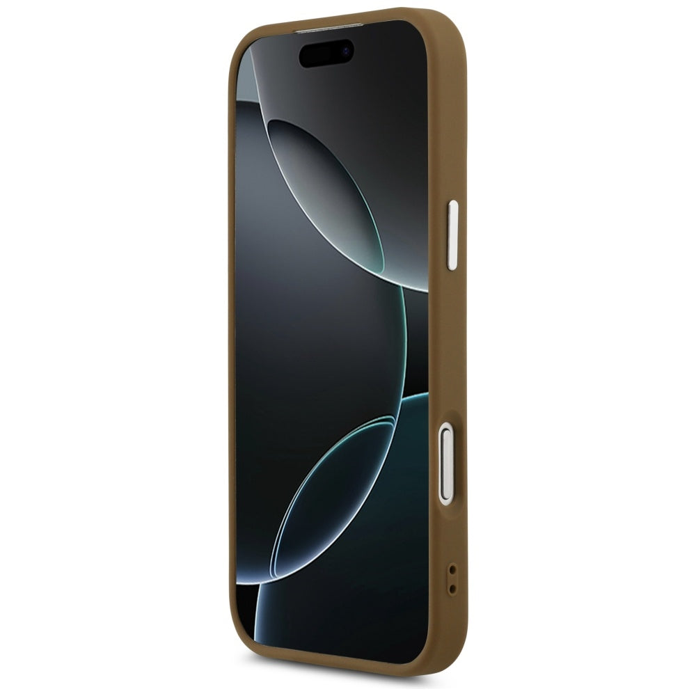Θήκη MagSafe για Apple iPhone 17 Pro, Guess, Triangle Logo, Καφέ Ασημί