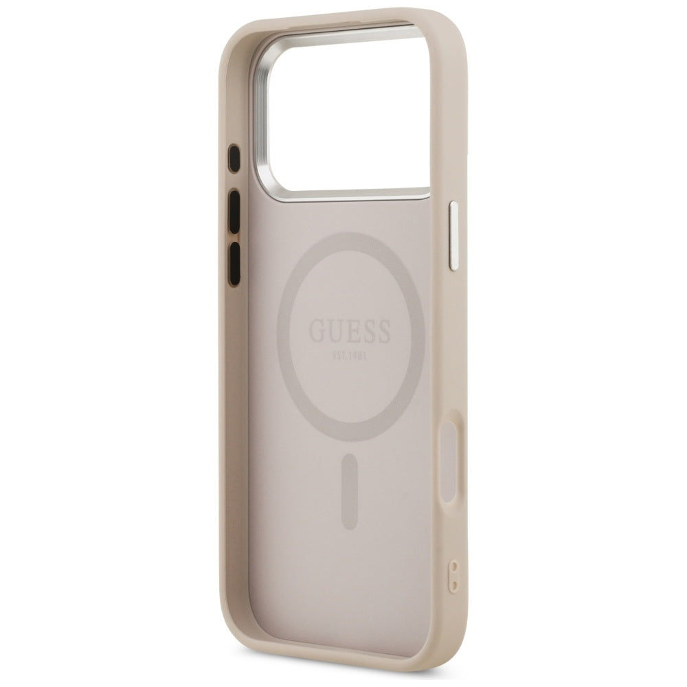 Θήκη MagSafe για Apple iPhone 17 Pro, Guess, Triangle Logo, Ροζ Ασημί