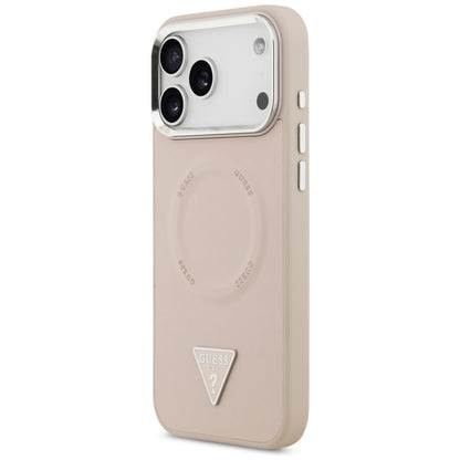 Θήκη MagSafe για Apple iPhone 17 Pro, Guess, Triangle Logo, Ροζ Ασημί
