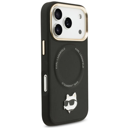 Θήκη MagSafe για Apple iPhone 17 Pro, Karl Lagerfeld, Big Strap Choupette Metal Logo, Μαύρη