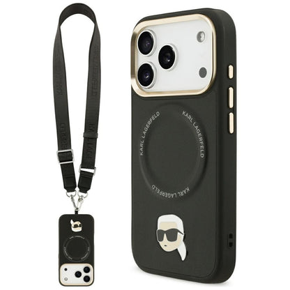 Θήκη MagSafe για Apple iPhone 17 Pro, Karl Lagerfeld, Big Strap Karl Metal Logo, Μαύρη