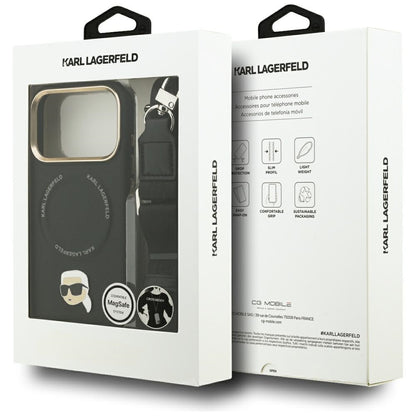 Θήκη MagSafe για Apple iPhone 17 Pro, Karl Lagerfeld, Big Strap Karl Metal Logo, Μαύρη