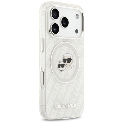 Θήκη MagSafe για Apple iPhone 17 Pro, Karl Lagerfeld, Glitter Karl & Choupette Head, Λευκή