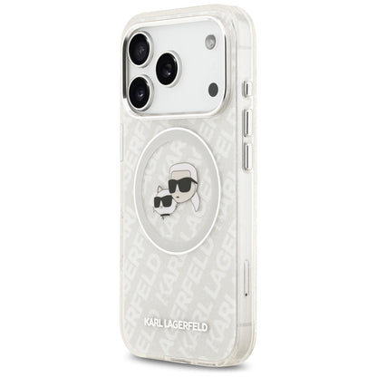 Θήκη MagSafe για Apple iPhone 17 Pro, Karl Lagerfeld, Glitter Karl & Choupette Head, Λευκή