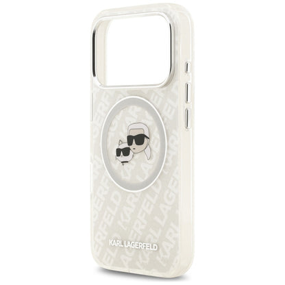 Θήκη MagSafe για Apple iPhone 17 Pro, Karl Lagerfeld, Glitter Karl & Choupette Head, Λευκή