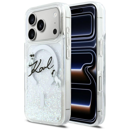 Θήκη MagSafe για Apple iPhone 17 Pro, Karl Lagerfeld, Glitter Karl Script Logo, Διαφανής