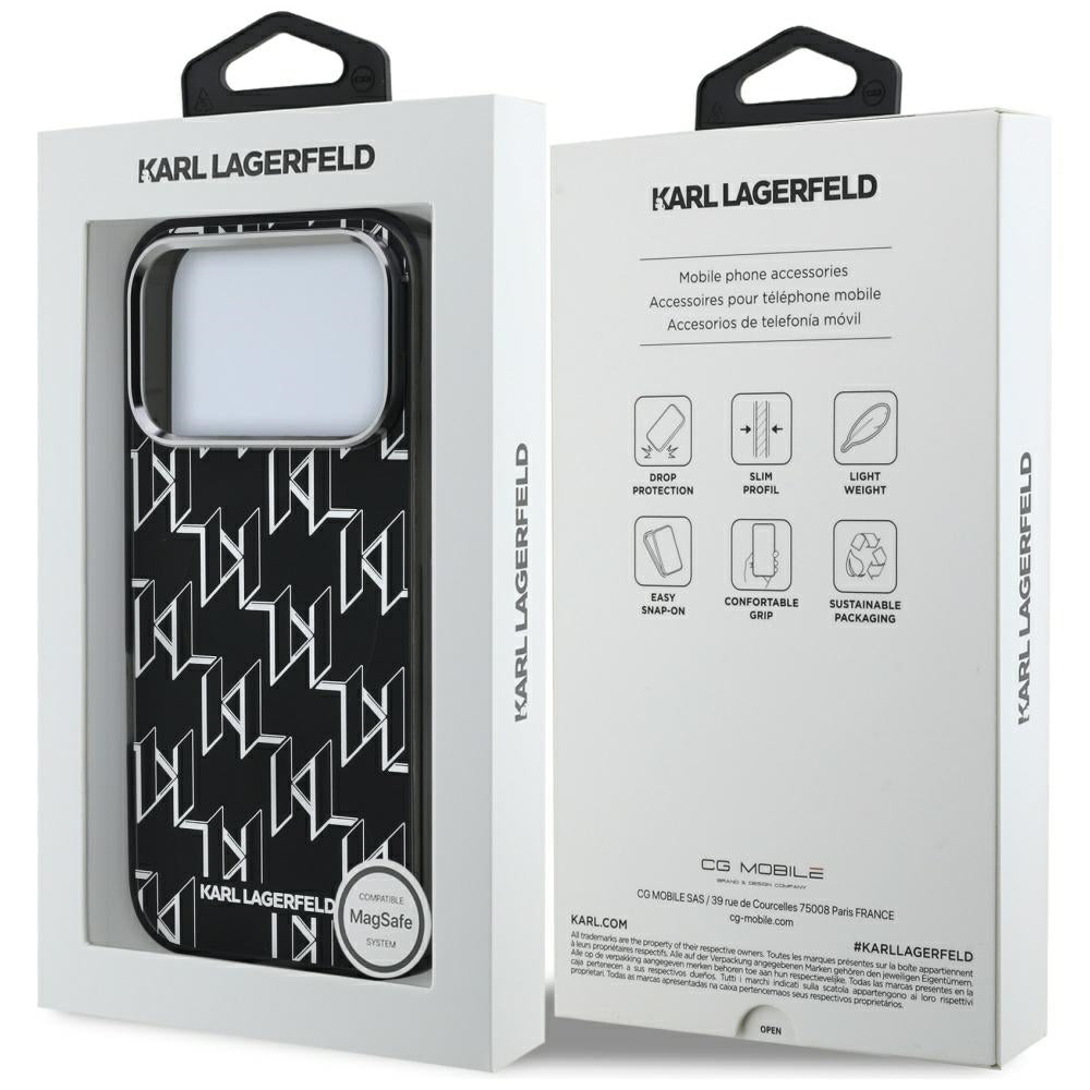 Θήκη MagSafe για Apple iPhone 17 Pro, Karl Lagerfeld, IML KL Monogram, Μαύρη