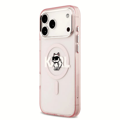 Θήκη MagSafe για Apple iPhone 17 Pro, Karl Lagerfeld, IML Sketch Logo Choupette, Ροζ
