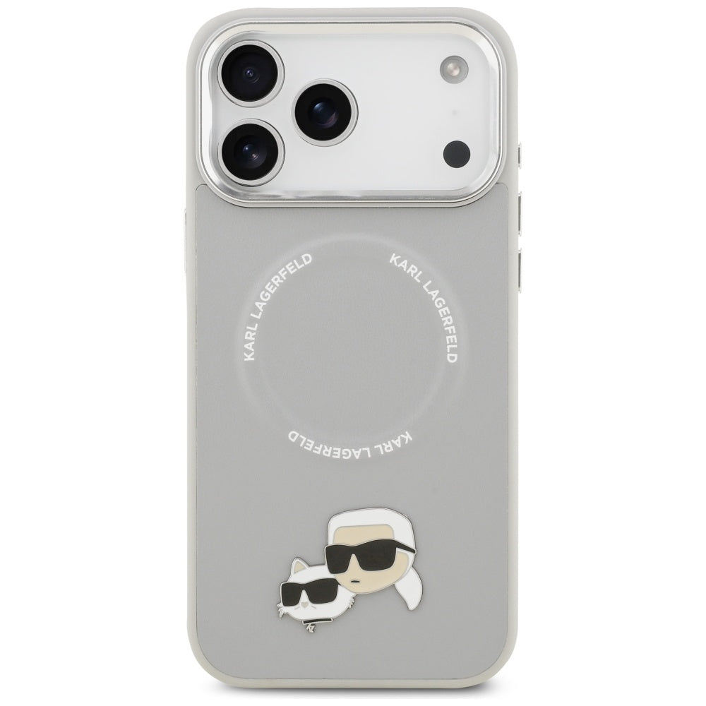 Θήκη MagSafe για Apple iPhone 17 Pro, Karl Lagerfeld, Karl & Choupette Pins, Γκρι
