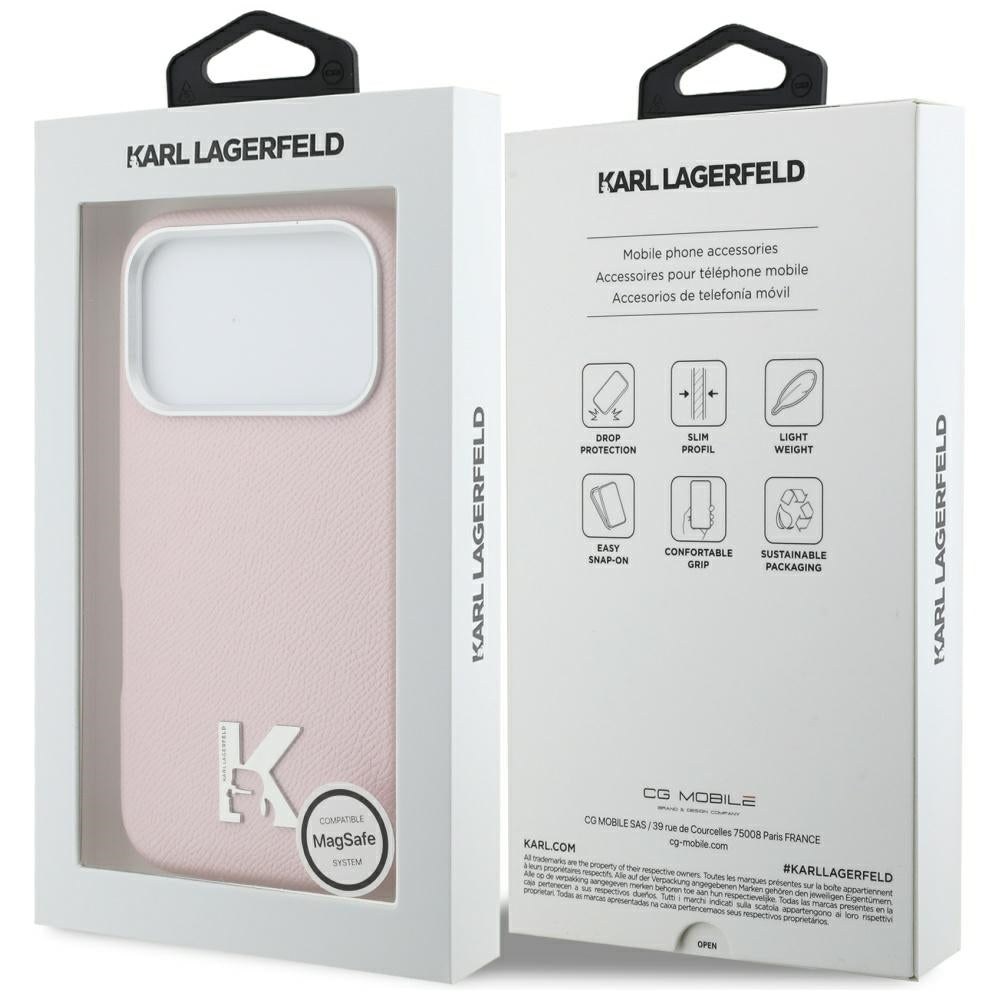 MagSafe Case for Apple iPhone 17 Pro, Karl Lagerfeld, Karl Head Logo, Pink