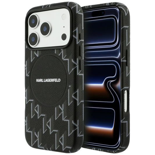 Θήκη MagSafe για Apple iPhone 17 Pro, Karl Lagerfeld, KL Monogram Logo, Μαύρη