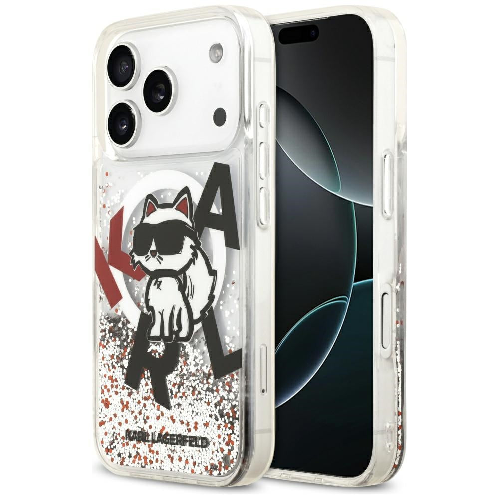 Θήκη MagSafe για Apple iPhone 17 Pro, Karl Lagerfeld, Liquid Glitter Choupette Logo, Διαφανής