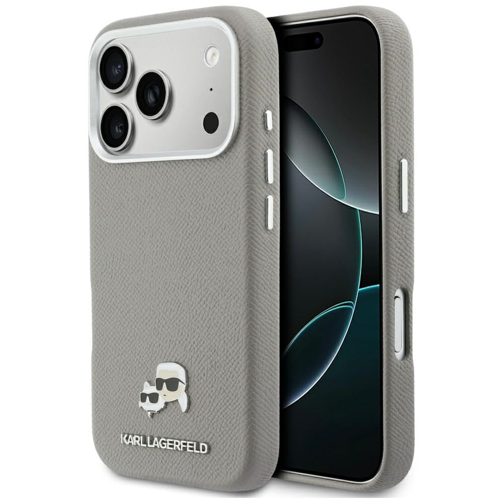 Θήκη MagSafe για Apple iPhone 17 Pro, Karl Lagerfeld, Saffiano Karl & Choupette Pins, Γκρι