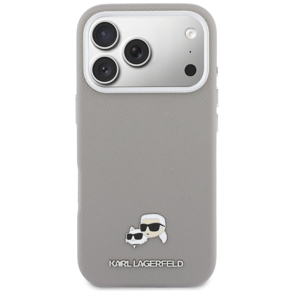 Θήκη MagSafe για Apple iPhone 17 Pro, Karl Lagerfeld, Saffiano Karl & Choupette Pins, Γκρι