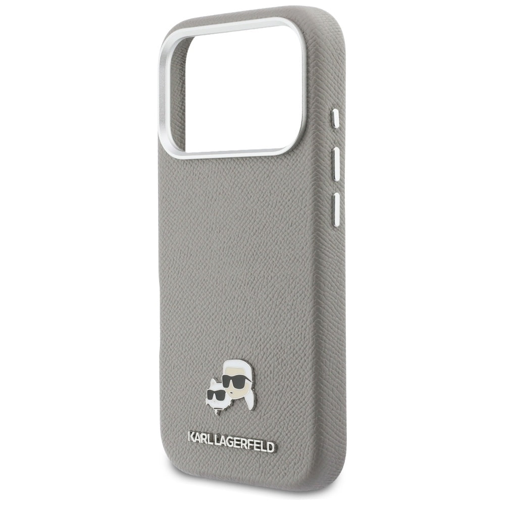 Θήκη MagSafe για Apple iPhone 17 Pro, Karl Lagerfeld, Saffiano Karl & Choupette Pins, Γκρι