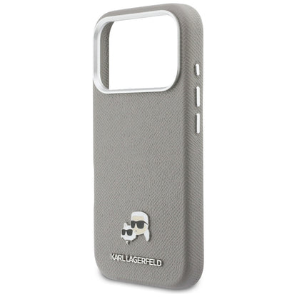 Θήκη MagSafe για Apple iPhone 17 Pro, Karl Lagerfeld, Saffiano Karl & Choupette Pins, Γκρι