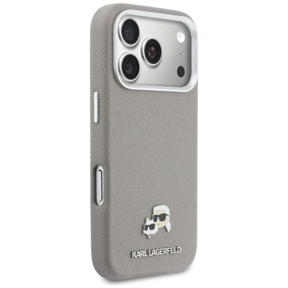 Θήκη MagSafe για Apple iPhone 17 Pro, Karl Lagerfeld, Saffiano Karl & Choupette Pins, Γκρι