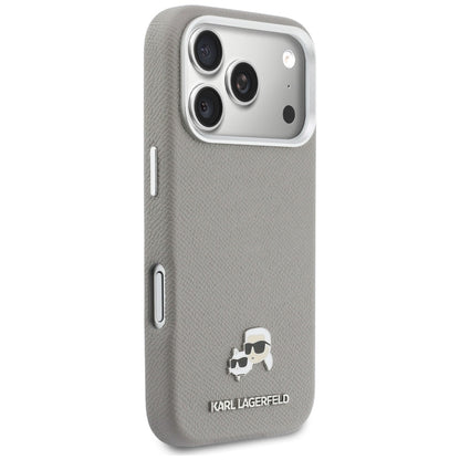 Θήκη MagSafe για Apple iPhone 17 Pro, Karl Lagerfeld, Saffiano Karl & Choupette Pins, Γκρι