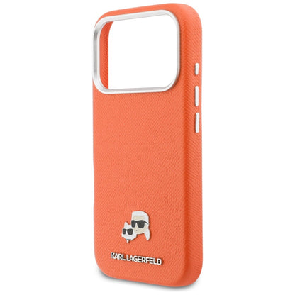 MagSafe Case for Apple iPhone 17 Pro, Karl Lagerfeld, Saffiano Karl & Choupette Pins, Orange
