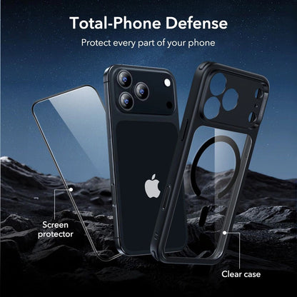 Θήκη MagSafe για Apple iPhone 17 Pro Max, ESR, Classic Hybrid με Προστατευτικό Οθόνης, Διάφανη Μαύρη