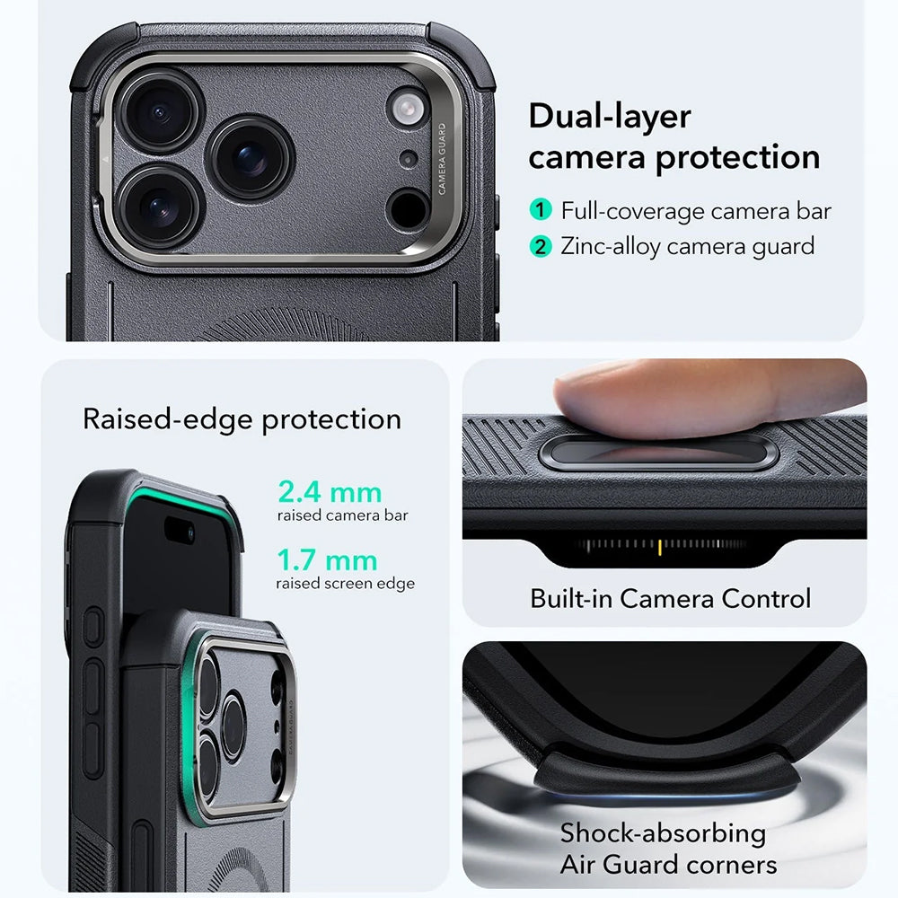 Θήκη MagSafe για Apple iPhone 17 Pro Max, ESR, Cyber Armor Kickstand, Γκρι