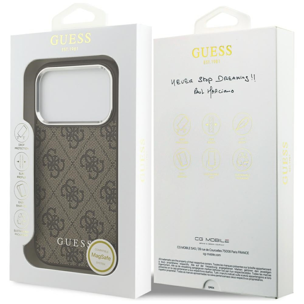 Θήκη MagSafe για Apple iPhone 17 Pro Max, Guess, 4G Classic Logo, Καφέ