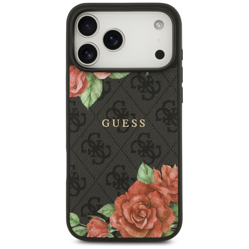Θήκη MagSafe για Apple iPhone 17 Pro Max, Guess, 4G Flowers Print, Μαύρη