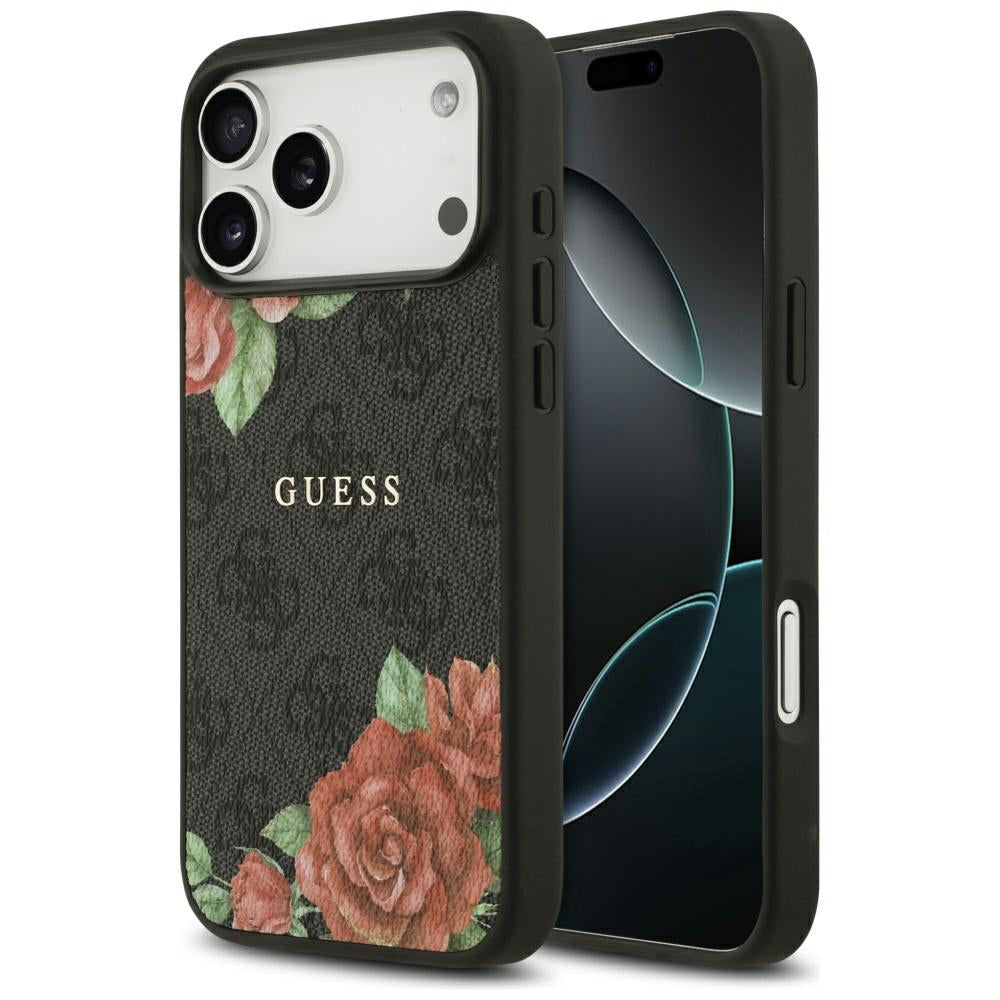 Θήκη MagSafe για Apple iPhone 17 Pro Max, Guess, 4G Flowers Print, Μαύρη