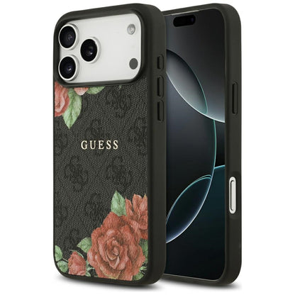 Θήκη MagSafe για Apple iPhone 17 Pro Max, Guess, 4G Flowers Print, Μαύρη
