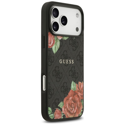 Θήκη MagSafe για Apple iPhone 17 Pro Max, Guess, 4G Flowers Print, Μαύρη