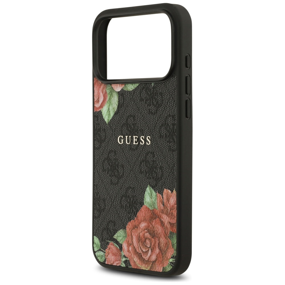 Θήκη MagSafe για Apple iPhone 17 Pro Max, Guess, 4G Flowers Print, Μαύρη