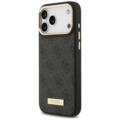 MagSafe Case for Apple iPhone 17 Pro Max, Guess, 4G Logo Plate, Black