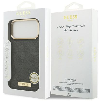 MagSafe Case for Apple iPhone 17 Pro Max, Guess, 4G Logo Plate, Black
