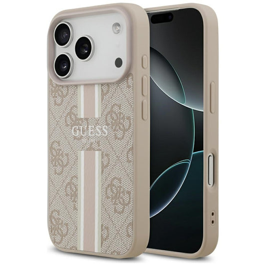 Θήκη MagSafe για Apple iPhone 17 Pro Max, Guess, 4G Printed Stripes, Ροζ