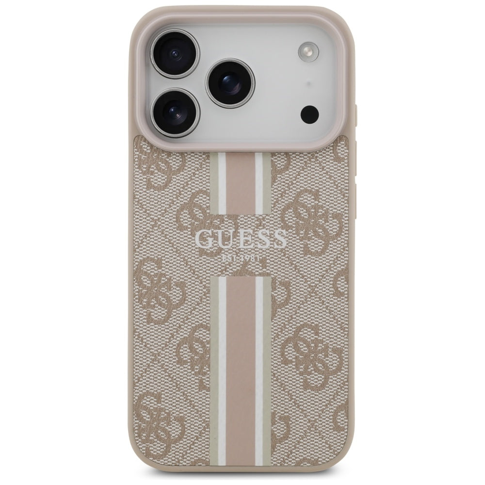 Θήκη MagSafe για Apple iPhone 17 Pro Max, Guess, 4G Printed Stripes, Ροζ