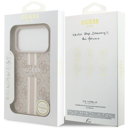 Θήκη MagSafe για Apple iPhone 17 Pro Max, Guess, 4G Printed Stripes, Ροζ