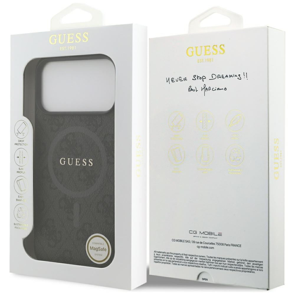 MagSafe Case for Apple iPhone 17 Pro Max, Guess, 4G Ring Classic Logo, Black