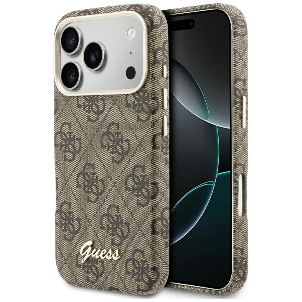Θήκη MagSafe για Apple iPhone 17 Pro Max, Guess, 4G Script Logo, Καφέ