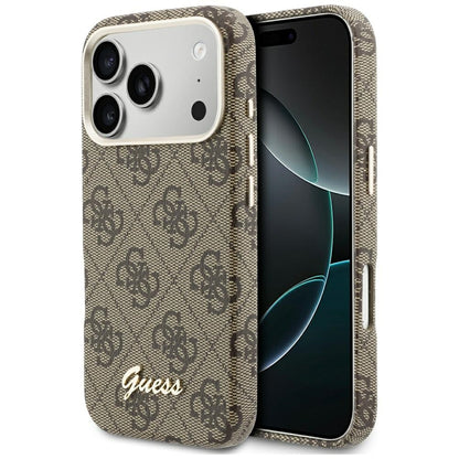 Θήκη MagSafe για Apple iPhone 17 Pro Max, Guess, 4G Script Logo, Καφέ