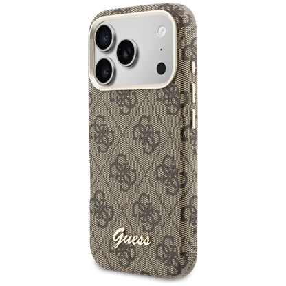 Θήκη MagSafe για Apple iPhone 17 Pro Max, Guess, 4G Script Logo, Καφέ