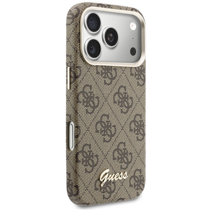 Θήκη MagSafe για Apple iPhone 17 Pro Max, Guess, 4G Script Logo, Καφέ