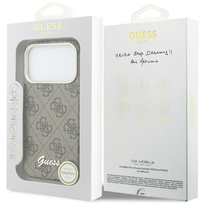 Θήκη MagSafe για Apple iPhone 17 Pro Max, Guess, 4G Script Logo, Καφέ
