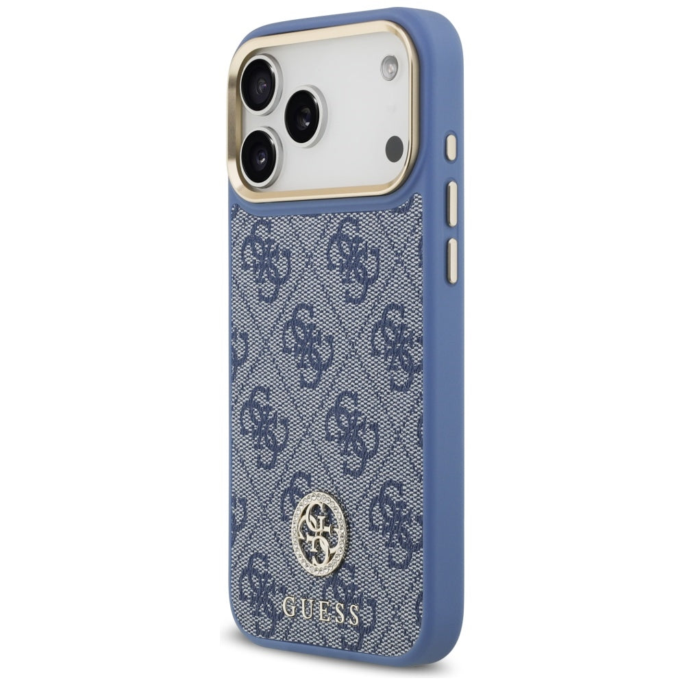 Θήκη MagSafe για Apple iPhone 17 Pro Max, Guess, 4G Strass Logo with Big Strap, Μπλε