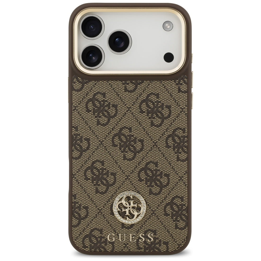 Θήκη MagSafe για Apple iPhone 17 Pro Max, Guess, 4G Strass Logo with Big Strap, Καφέ